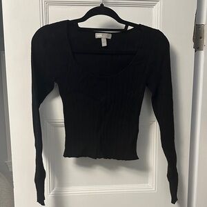 ASOS Black Ribbed Button Down Shirt